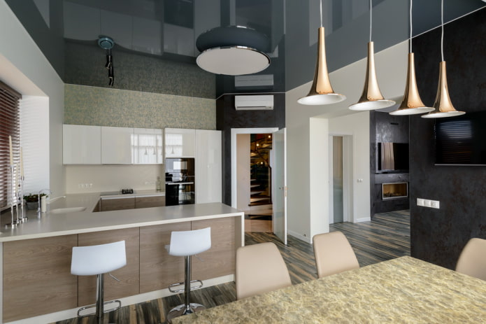 однорівнева натяжна конструкція в інтер'єрі