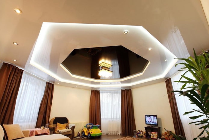 багаторівнева натяжна конструкція в інтер'єрі