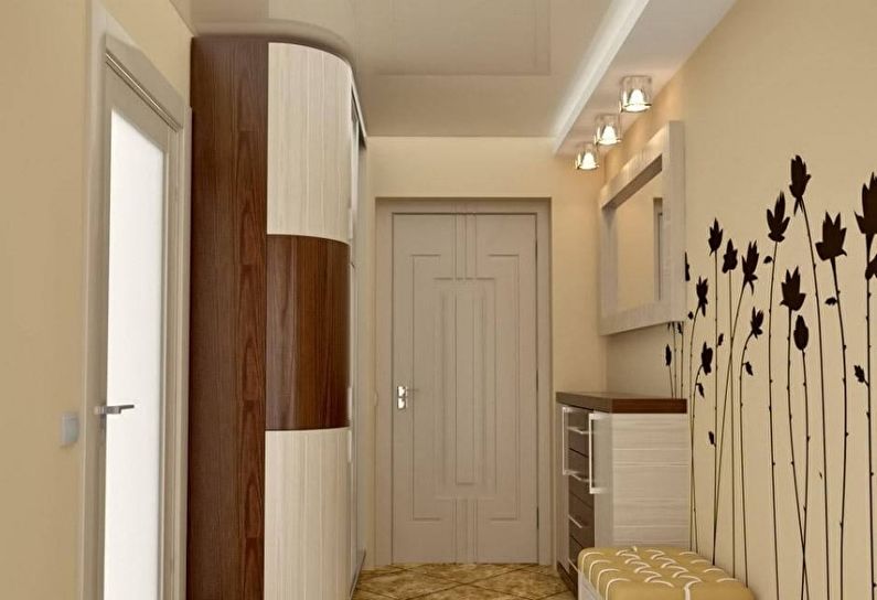 Дворівнева натяжна стеля у передпокої та коридорі - фото