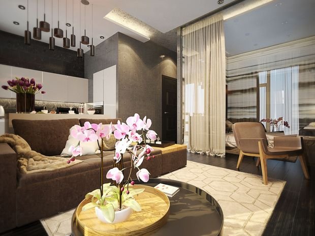 Фотографія: Вітальня в стилі Сучасний, Декор інтер'єру, Малогабаритна квартира, Квартира, Студія