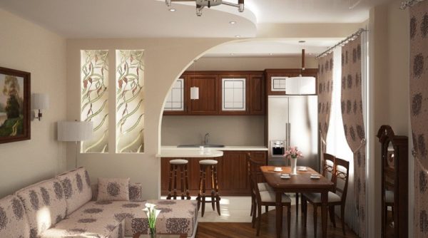 Дизайн суміщених вітальні та кухні