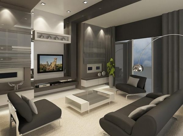 Вітальня у темно-сірих тонах Вітальня у темно-сірих тонах