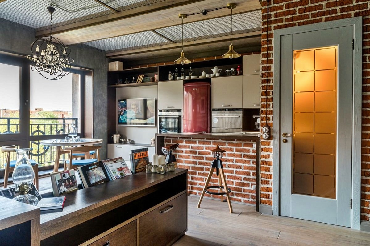 стиль лофт в інтер'єрі кухні
