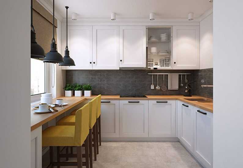 Дизайн кухні 9 кв. - Підвіконня-стільниця