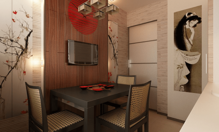 Дизайн кухні 9 метрів у японському стилі