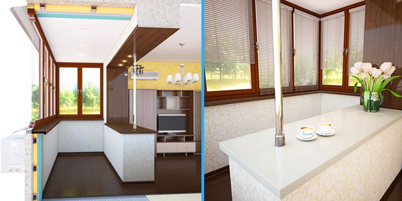 Варіант суміщення за допомогою барної стійки