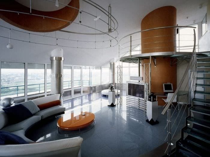 світлий дизайн спальні в стилі хай тек фото