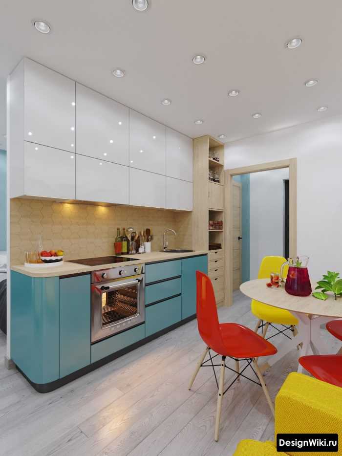 біло-блакитна яскрава кухня