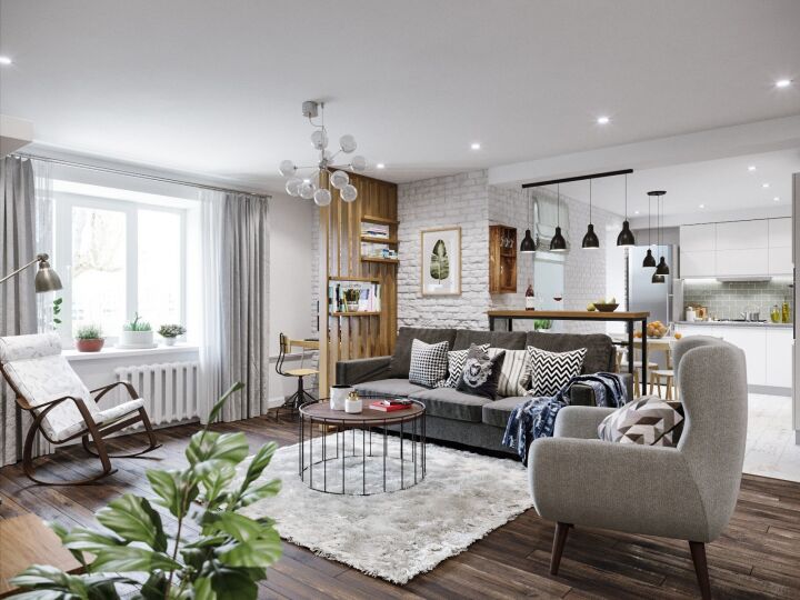 Скандинавський стиль з переважанням сірих тонів в інтер'єрі