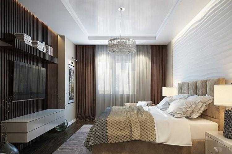 Люстра и светильники - Дизайн спальни в современном стиле