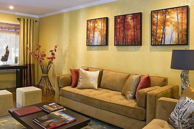 Желтые обои для гостиной - Цвет обоев для гостиной