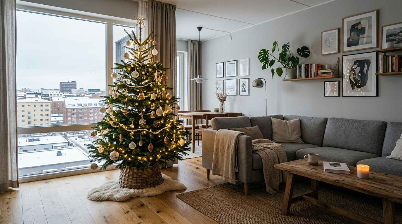 искусственная елка в квартире