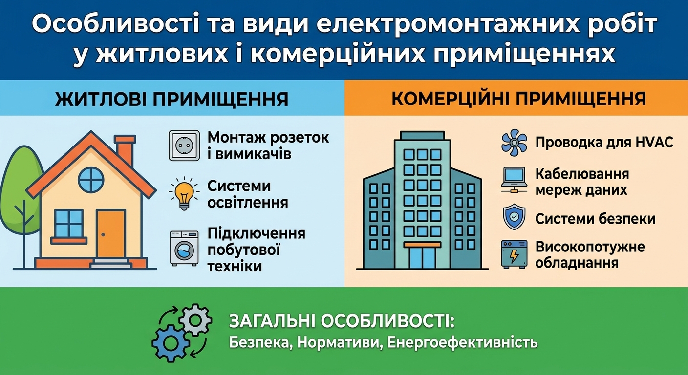 Особливості та види електромонтажних робіт у житлових і комерційних приміщеннях